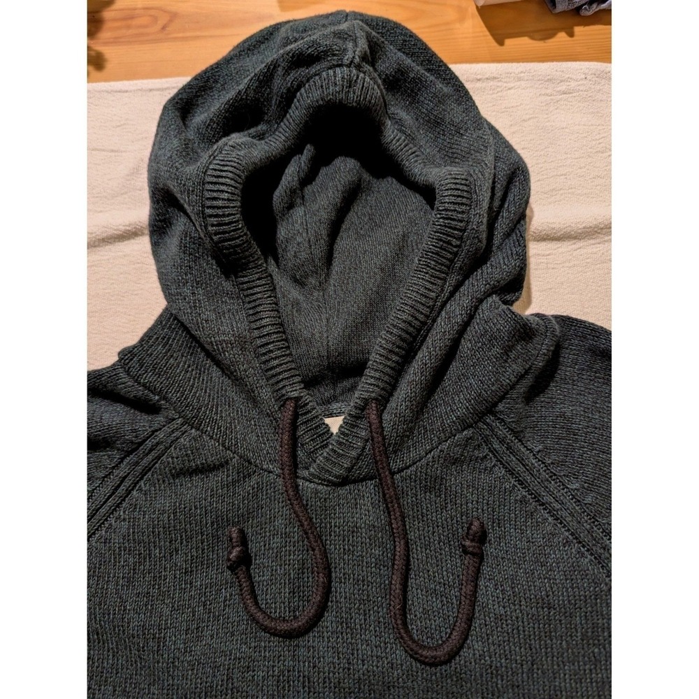 H&M LOGG Men's Forest Green Hooded Knit Sweater Cotton Drawstring Size L